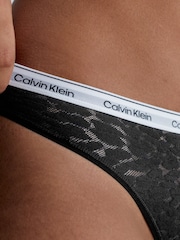 Calvin Klein Black Lace High Leg Thongs - Image 3 of 3