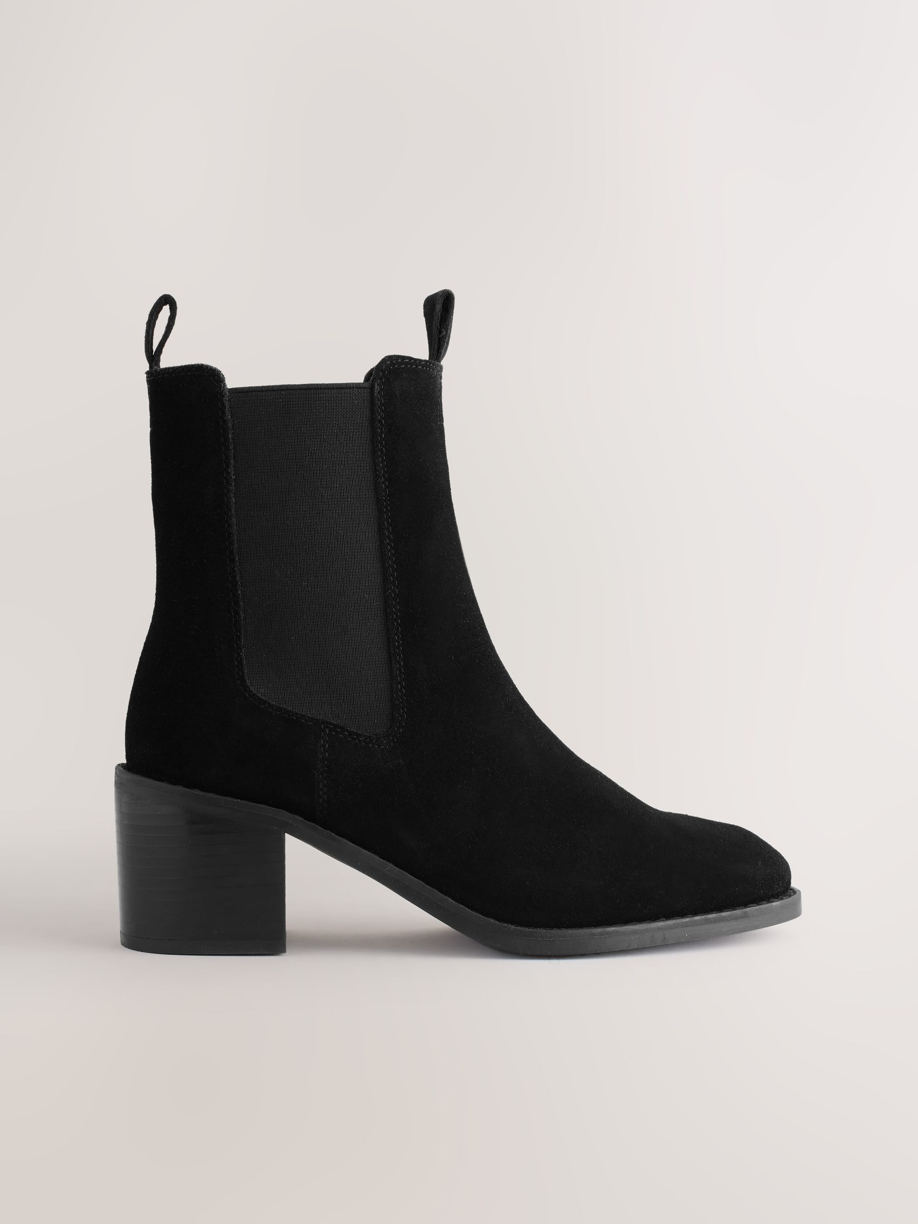 Buy Black Suede Forever Comfort® Block Heel Chelsea Boots from