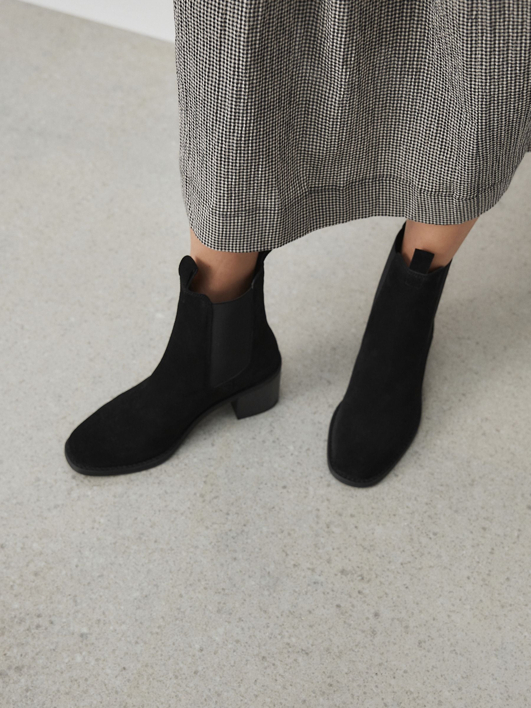 Buy Black Suede Forever Comfort® Block Heel Chelsea Boots from