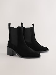 Black Suede Forever Comfort® Block Heel Chelsea Boots - Image 2 of 5