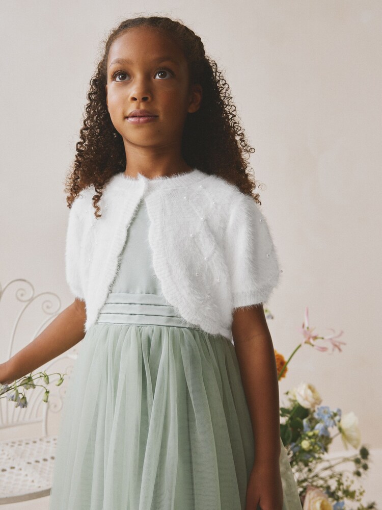 White Pearl Fluffy Occasion Shrug (3-16yrs) - Image 1 of 6