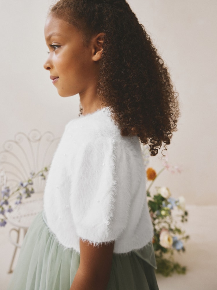 White Pearl Fluffy Occasion Shrug (3-16yrs) - Image 2 of 6
