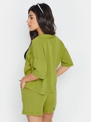 PixieGirl Petite Green Textured Boxy Short Sleeve Shirt - Image 3 of 5