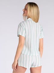 Boux Avenue Green Linen Stripe Short Pyjamas Set - Image 2 of 5