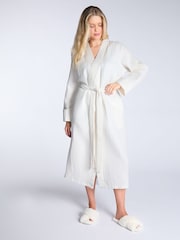Boux Avenue Long Waffle White Robe - Image 3 of 5