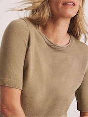 JD Williams Natural Premium Semi Sheer T-Shirt - Image 3 of 6
