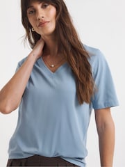 JD Williams White/ Blue/ Stripe V-Neck Tops 3 Pack - Image 2 of 4
