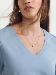 JD Williams White/ Blue/ Stripe V-Neck Tops 3 Pack - Image 4 of 4