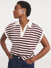 JD Williams Cream Striped Boxy Rugby Top - Image 1 of 4