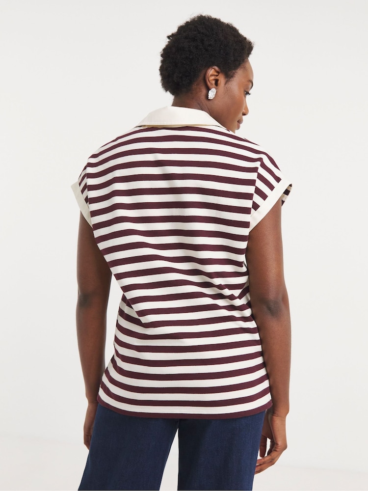JD Williams Cream Striped Boxy Rugby Top - Image 2 of 4
