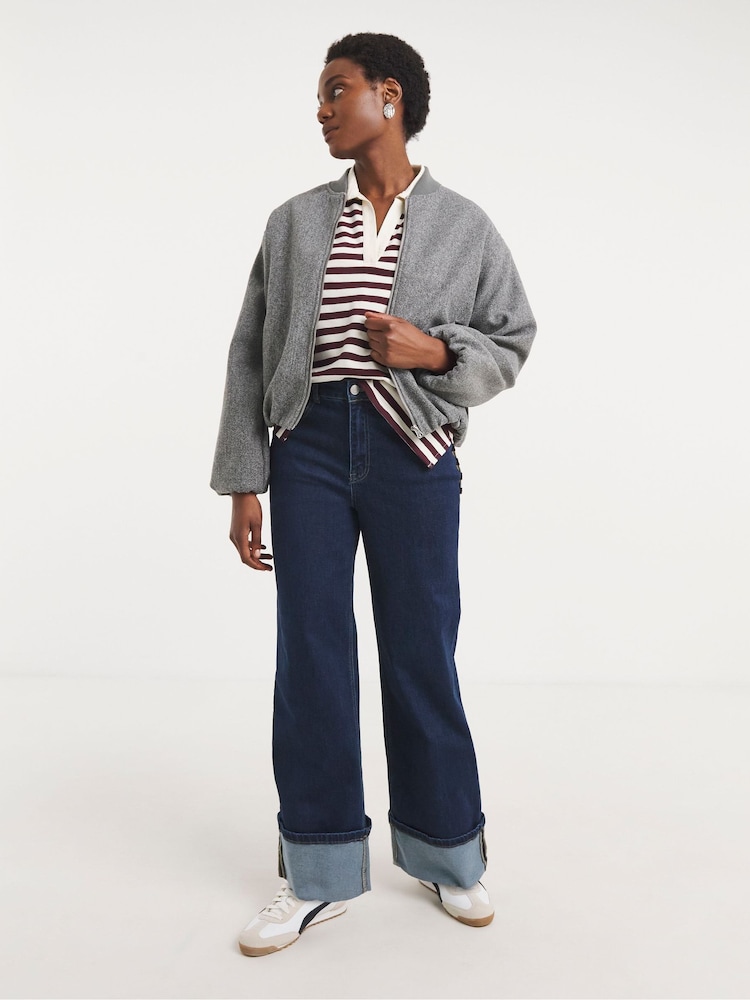 JD Williams Cream Striped Boxy Rugby Top - Image 4 of 4