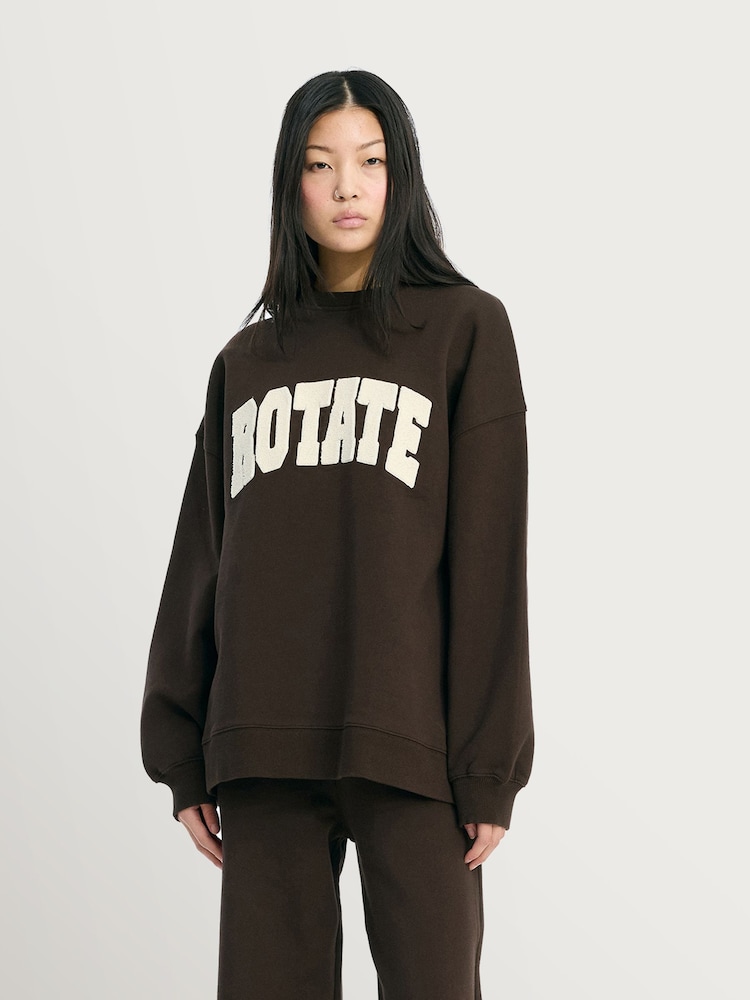 Rotate Brown Heavy Sweat Crewneck Sweatshirt - Image 1 of 7