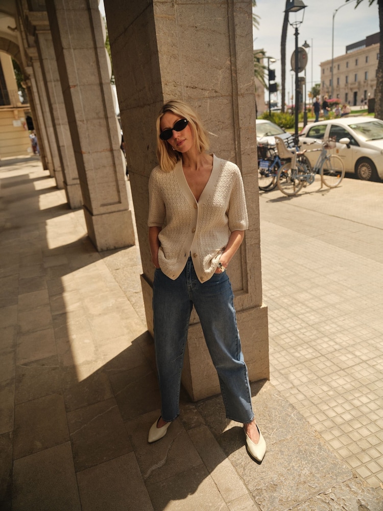 JD Williams Natural Short Sleeve Button Down Cardigan - Image 2 of 7