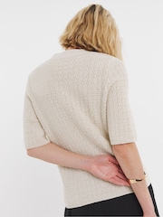 JD Williams Natural Short Sleeve Button Down Cardigan - Image 4 of 7