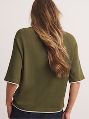 JD Williams Green Anthology By JD Williams Premium Contrast Trim Short Sleeve Boxy T-Shirt - Image 2 of 6