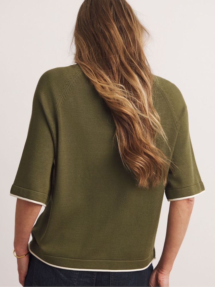 JD Williams Green Anthology By JD Williams Premium Contrast Trim Short Sleeve Boxy T-Shirt - Image 2 of 6