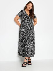 Yours Curve Black Wrap Maxi Dress - Image 1 of 4