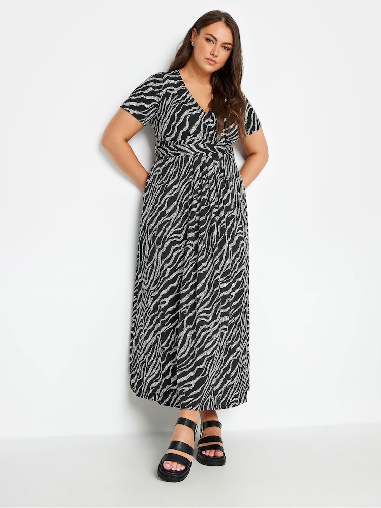 Yours Curve Black Wrap Maxi Dress - Image 1 of 4 Yours Curve Black Wrap Maxi Dress - Image 1 of 4