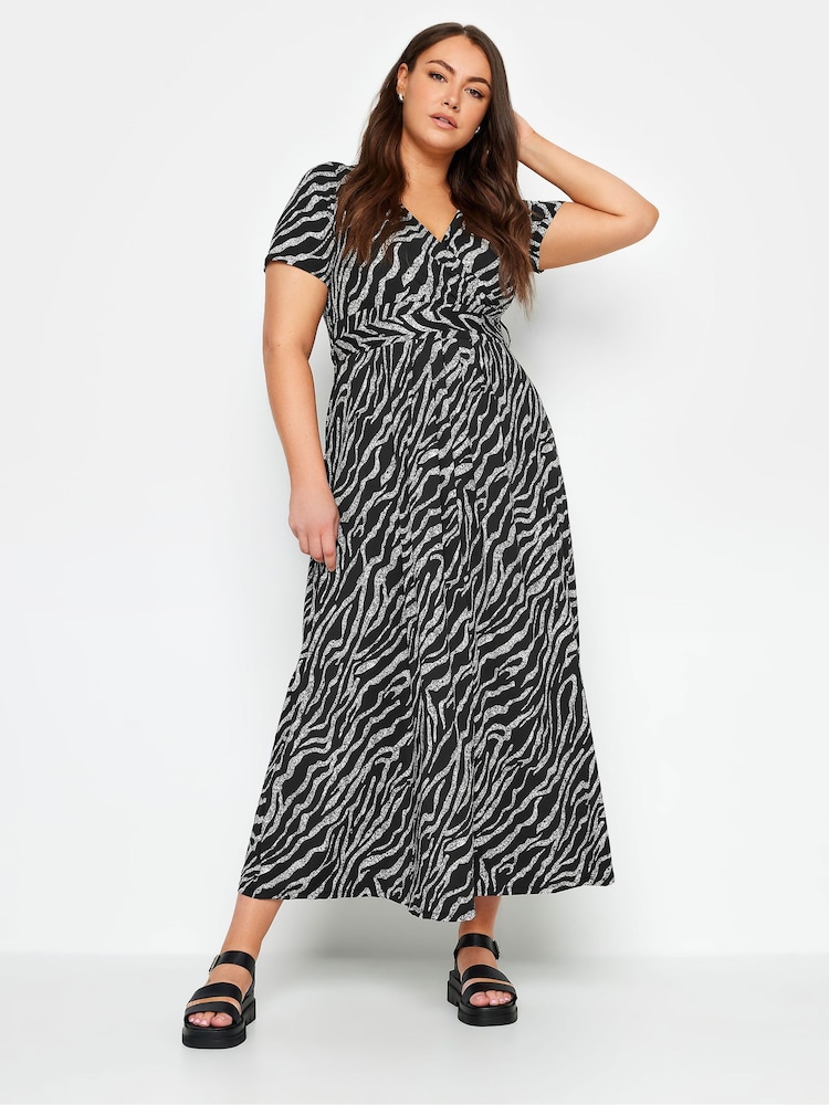 Yours Curve Black Wrap Maxi Dress - Image 2 of 4 Yours Curve Black Wrap Maxi Dress - Image 2 of 4