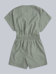 Animal Green Womens Linen Wrap Playsuit - Image 2 of 5