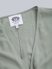 Animal Green Womens Linen Wrap Playsuit - Image 3 of 5