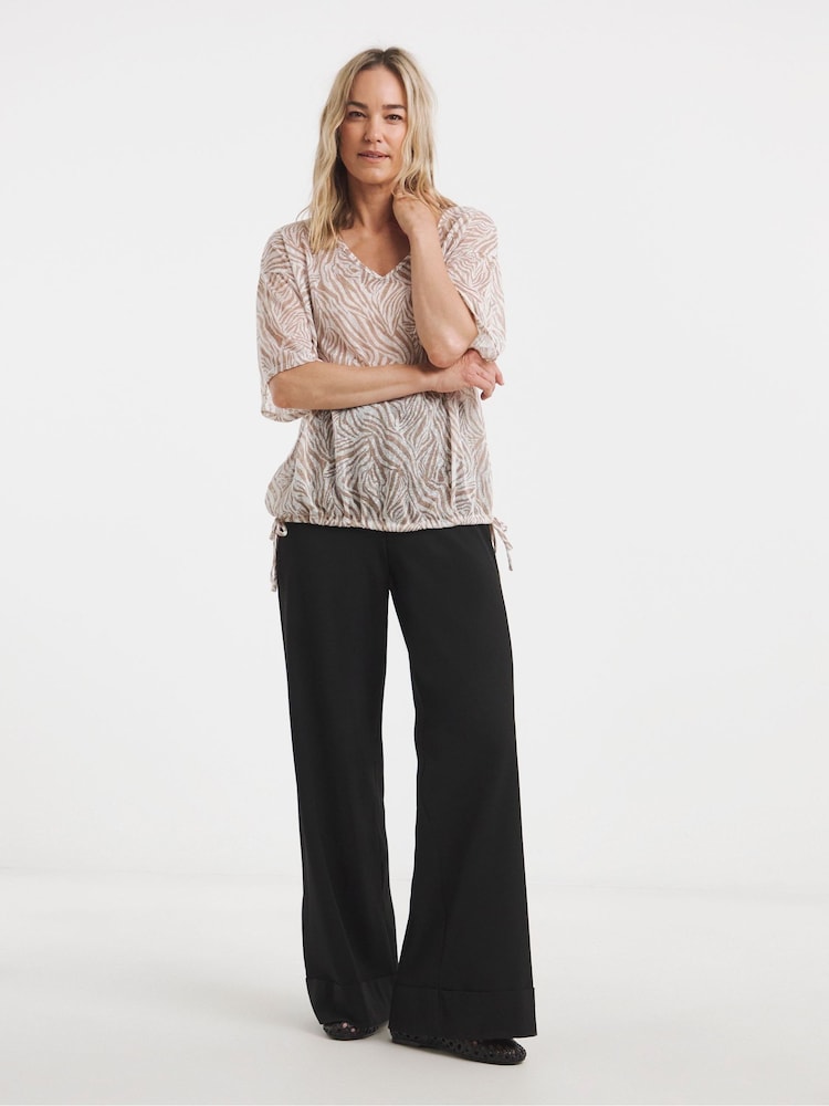 JD Williams Brown Linen Look Tie Side Top - Image 4 of 4