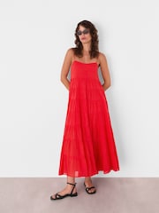 Whistles Red Cotton Tiered Maxi Sun Dress - Image 1 of 5