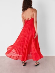 Whistles Red Cotton Tiered Maxi Sun Dress - Image 2 of 5