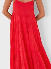 Whistles Red Cotton Tiered Maxi Sun Dress - Image 4 of 5