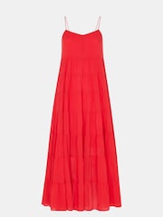 Whistles Red Cotton Tiered Maxi Sun Dress - Image 5 of 5