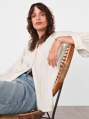 Whistles White Stripe Long Sleeve Blouse - Image 1 of 5