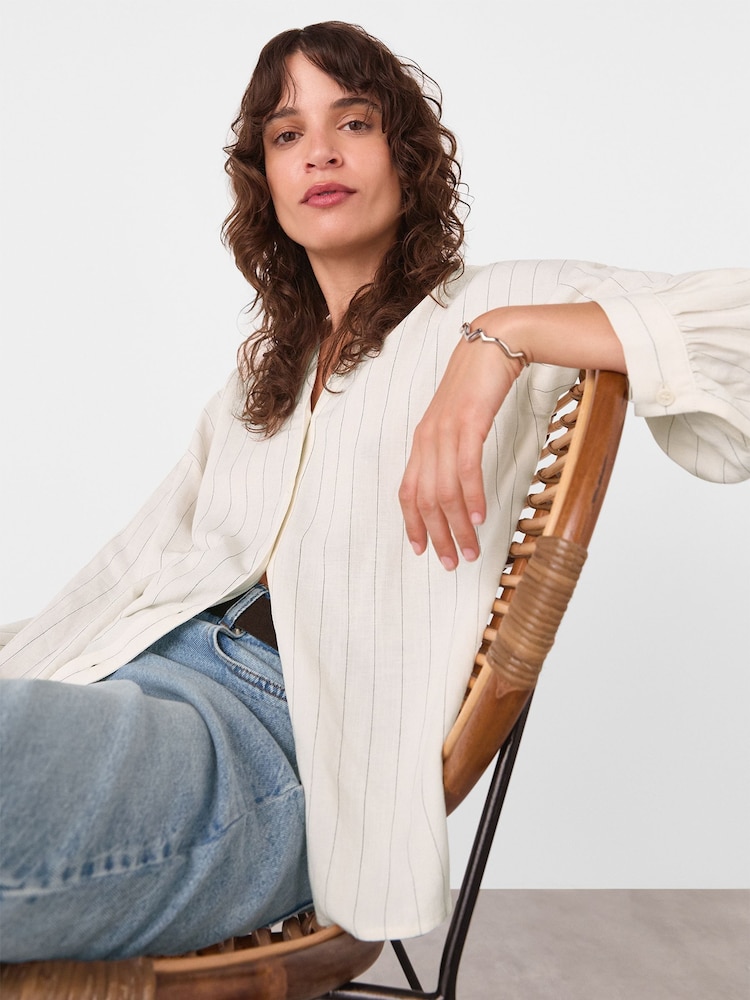 Whistles White Stripe Long Sleeve Blouse - Image 1 of 5