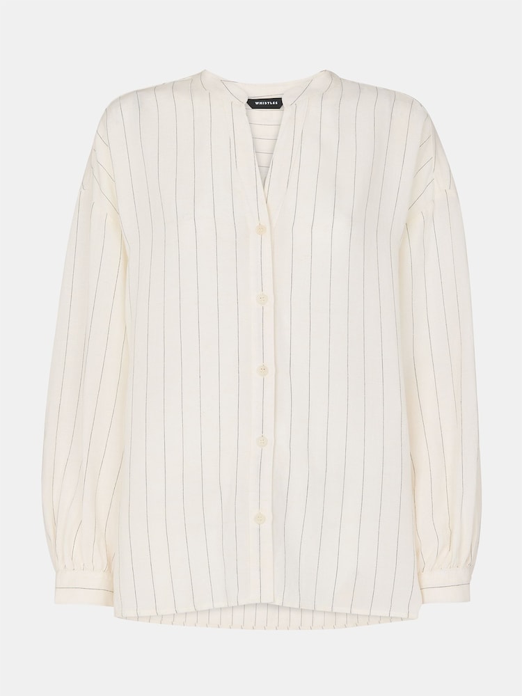 Whistles White Stripe Long Sleeve Blouse - Image 5 of 5