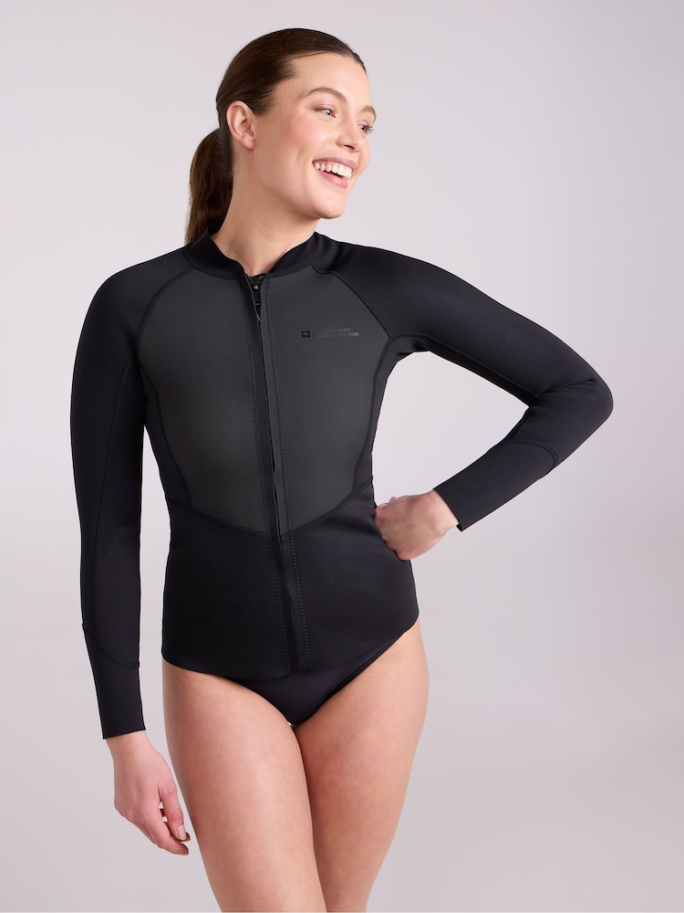 Mountain Warehouse Black Lamorna Long Sleeved Wetsuit Rash Vest - Image 1 of 10 Mountain Warehouse Black Lamorna Long Sleeved Wetsuit Rash Vest - Image 1 of 10