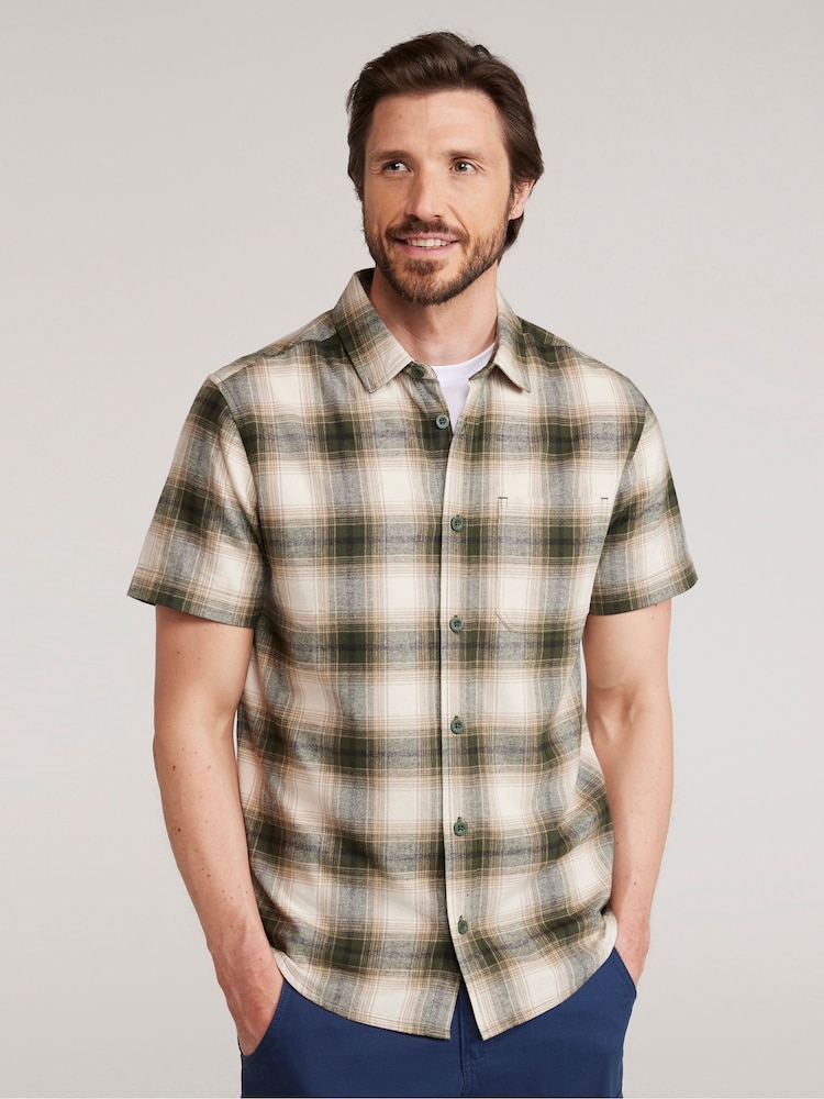 Mountain Warehouse Green Mens Trace Flannel Short Sleeve Shirt - Image 1 of 9