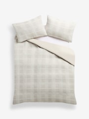 Natural Quilted Pattern Duvet Cover and Pillowcase Set - Image 4 of 4