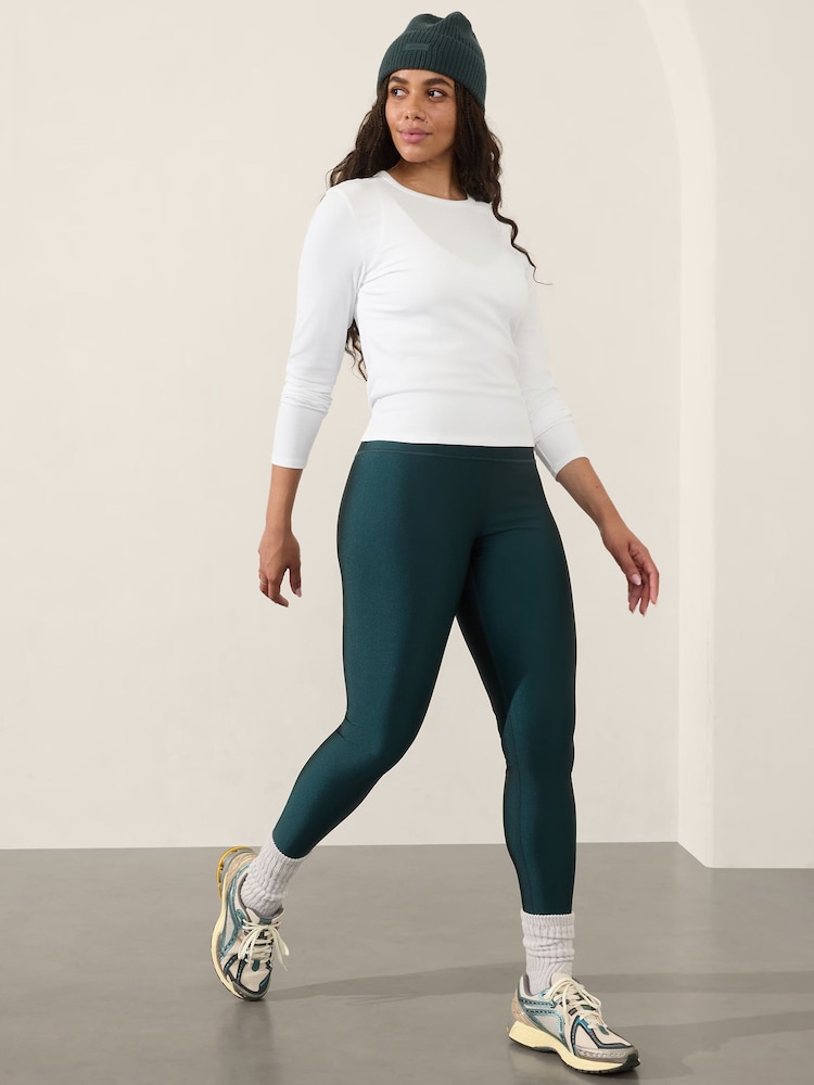 Athleta White Signature Rib Crew T-Shirt - Image 1 of 1 Athleta White Signature Rib Crew T-Shirt - Image 1 of 1