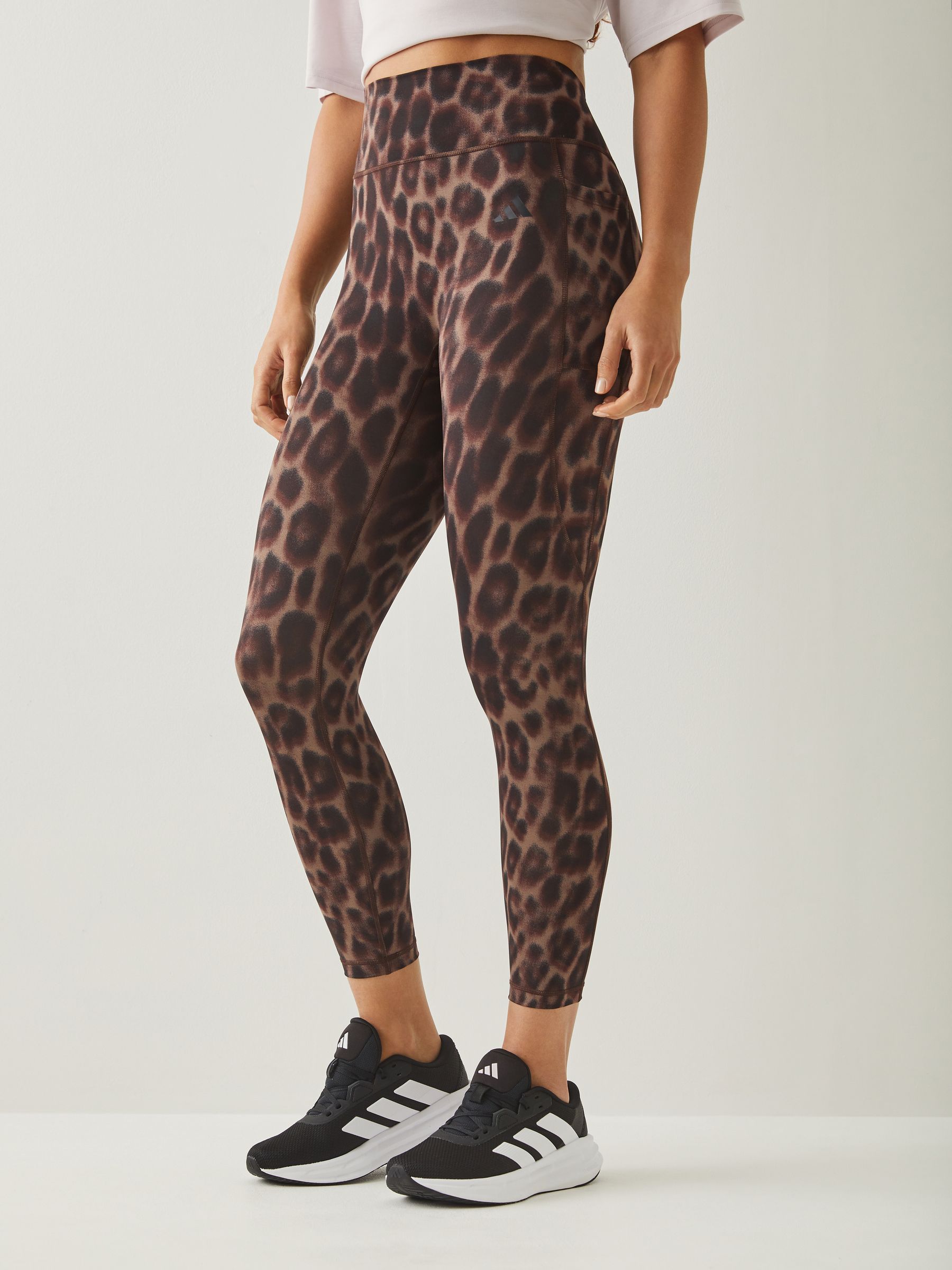 Buy adidas Brown Optime Essentials Workout Leopard 7/8 Leggings