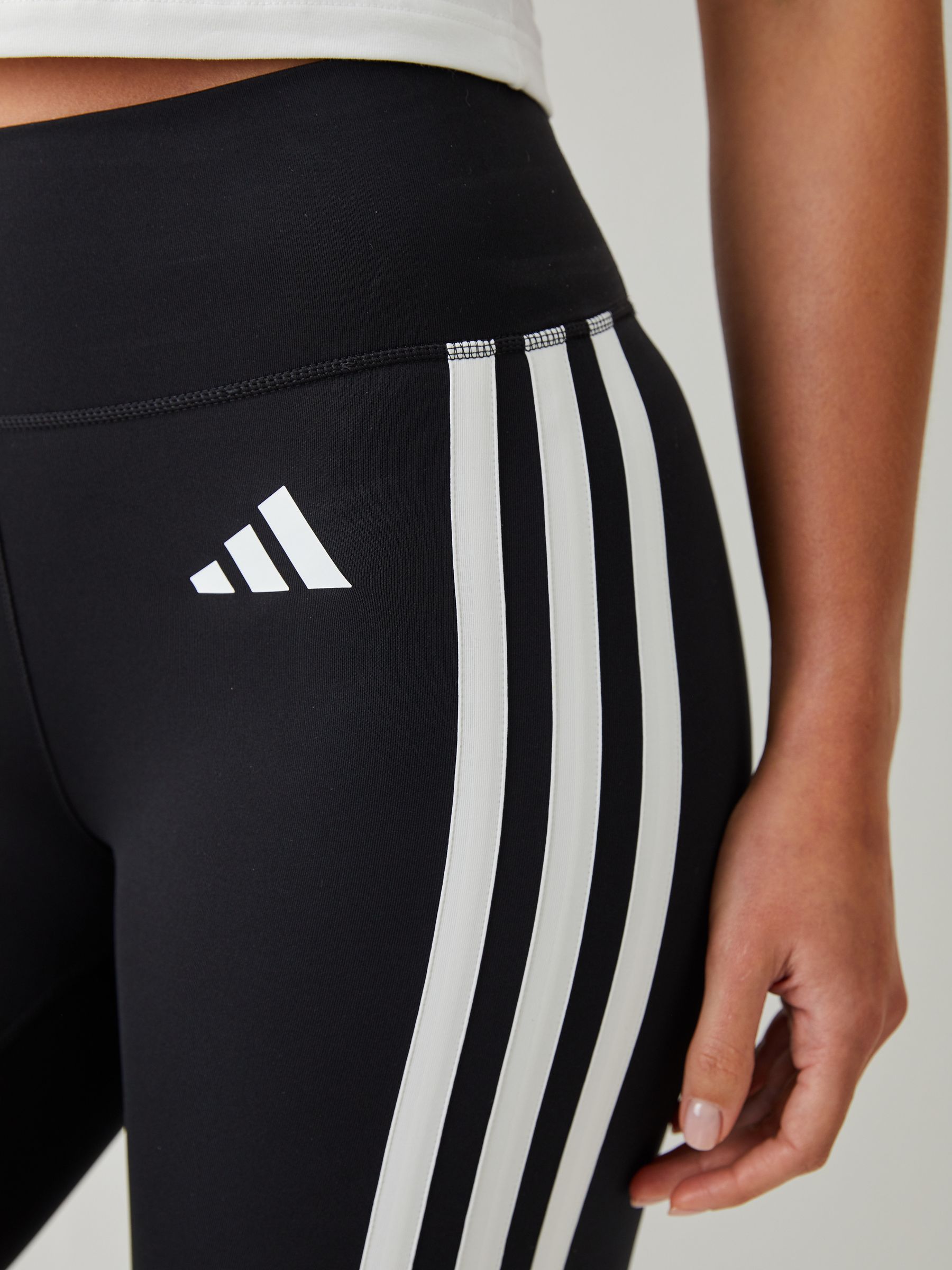 Buy adidas Black Optime Essentials Workout 3-Stripes 3/4 Leggings