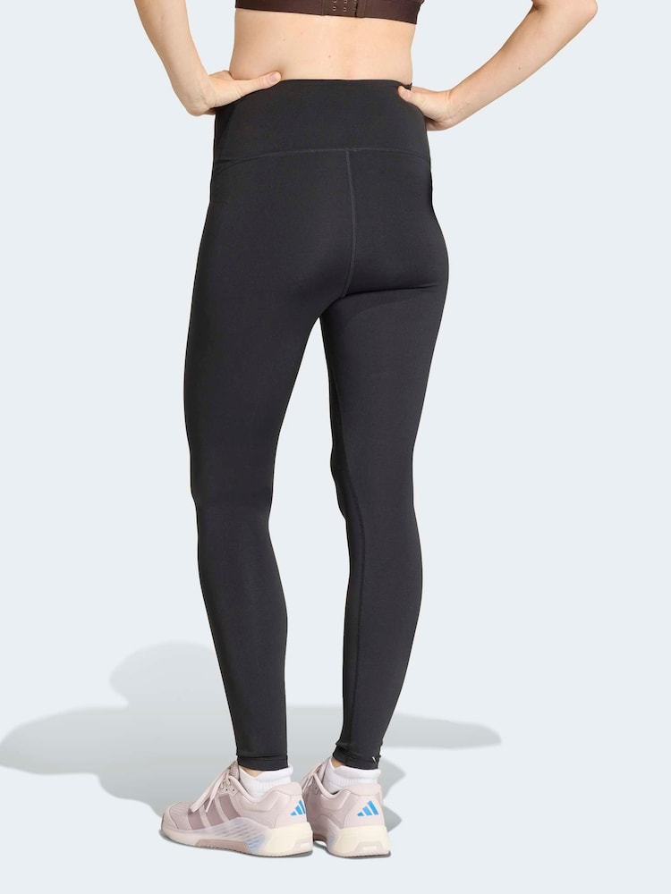 adidas Black Optime Essentials Workout Full Length Leggings Maternity - Image 2 of 7