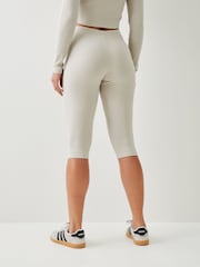 adidas Chalk White Seasonal Essentials Rib Capri Leggings - Image 3 of 4