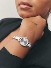 Silver Tone Heart Charm Bracelet Watch - Image 3 of 6