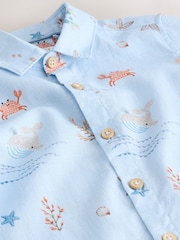Light Blue Sea All Over Print Short Sleeve Shirt (3mths-7yrs) - Image 6 of 6