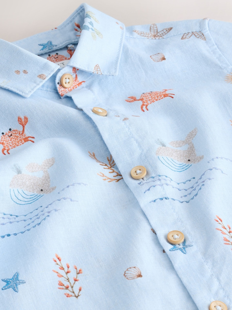 Light Blue Sea All Over Print Short Sleeve Shirt (3mths-7yrs) - Image 6 of 6