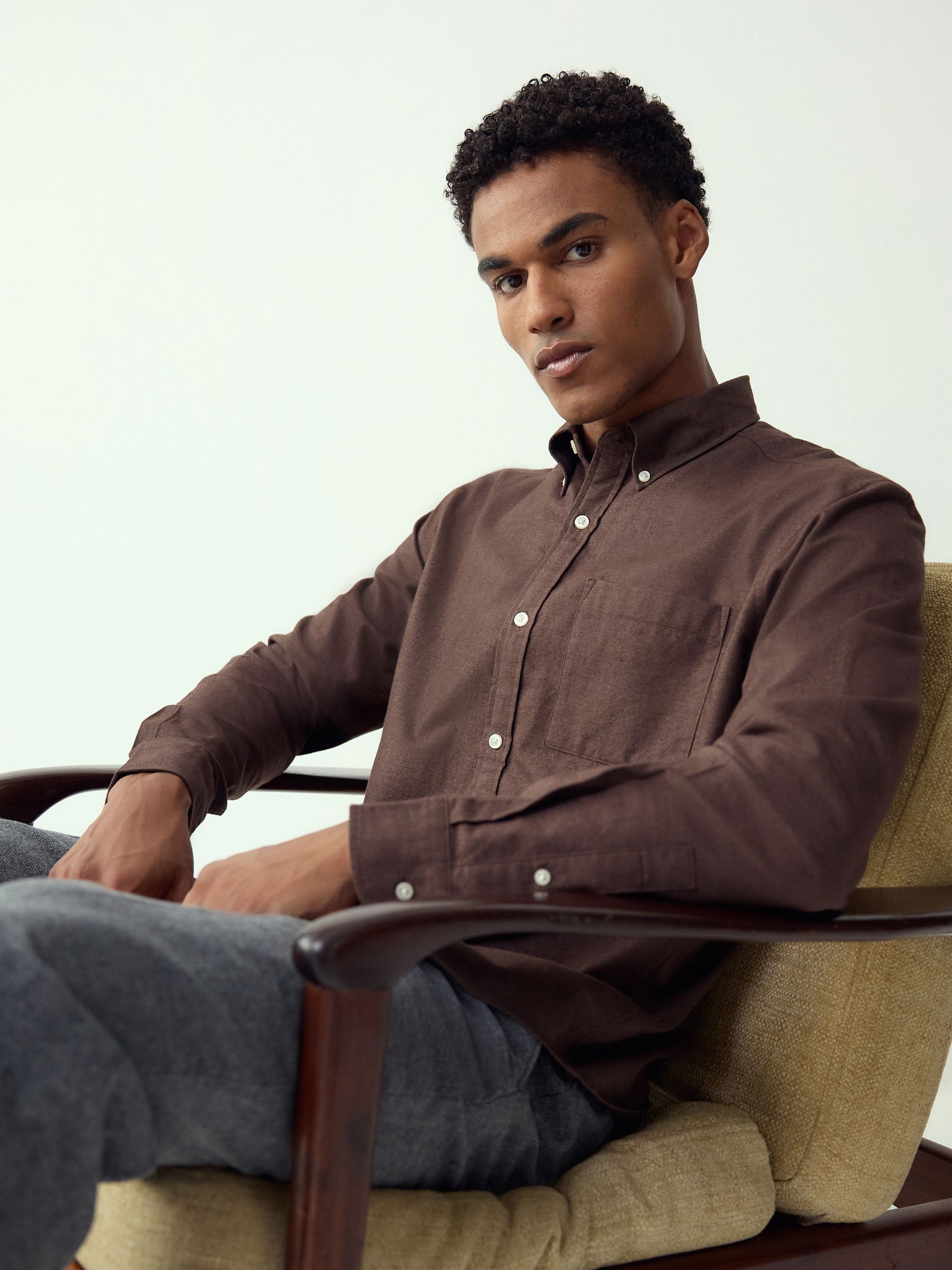 Buy Brown Soft Touch Oxford Long Sleeve Shirt from Next USA