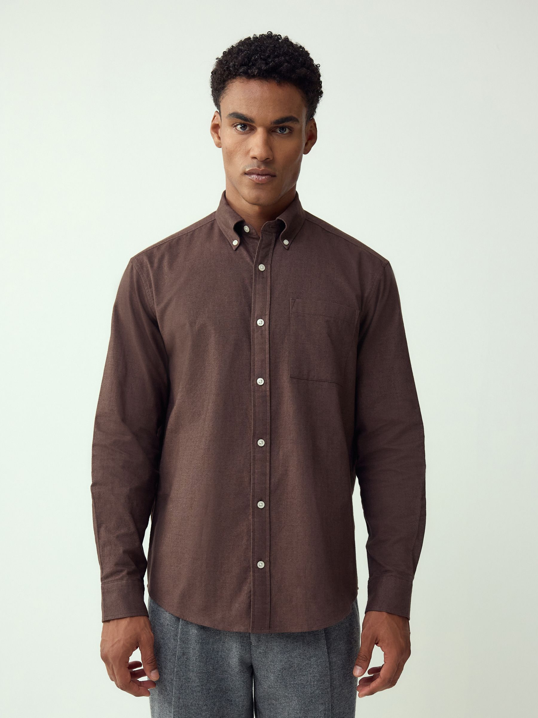 Buy Brown Soft Touch Oxford Long Sleeve Shirt from Next USA