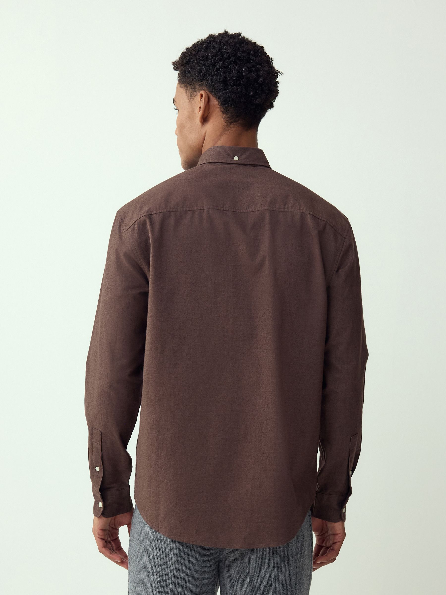 Buy Brown Soft Touch Oxford Long Sleeve Shirt from the Next UK