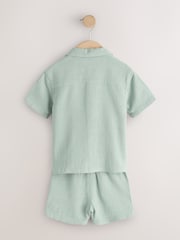 Light Green Short Sleeve Revere Collar Shirt & Shorts Set (3mths-10yrs) - Image 3 of 5