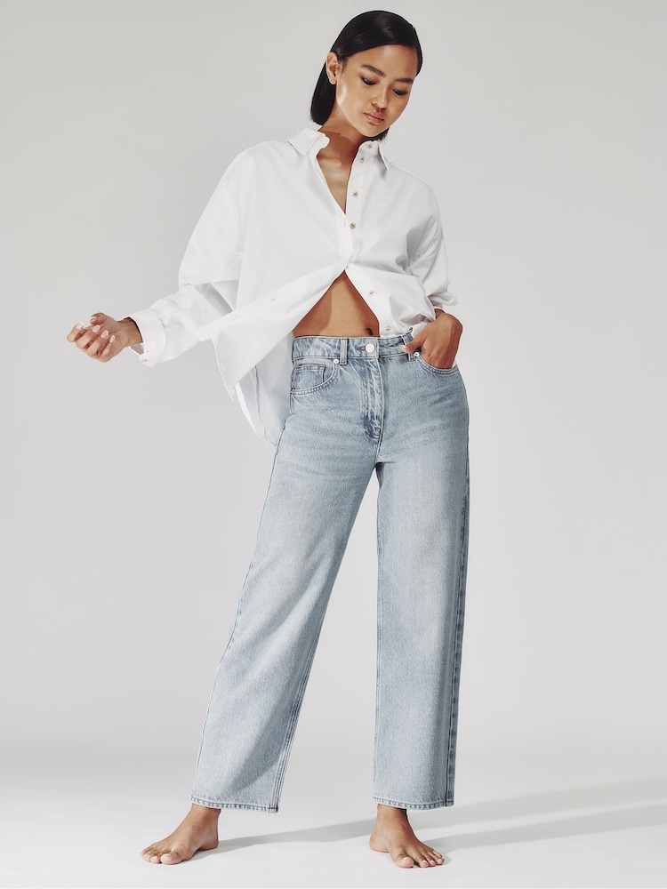 Reiss Pale Blue Selin Mid Rise Straight Leg Jeans - Image 1 of 8