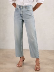 Reiss Pale Blue Selin Mid Rise Straight Leg Jeans - Image 5 of 8